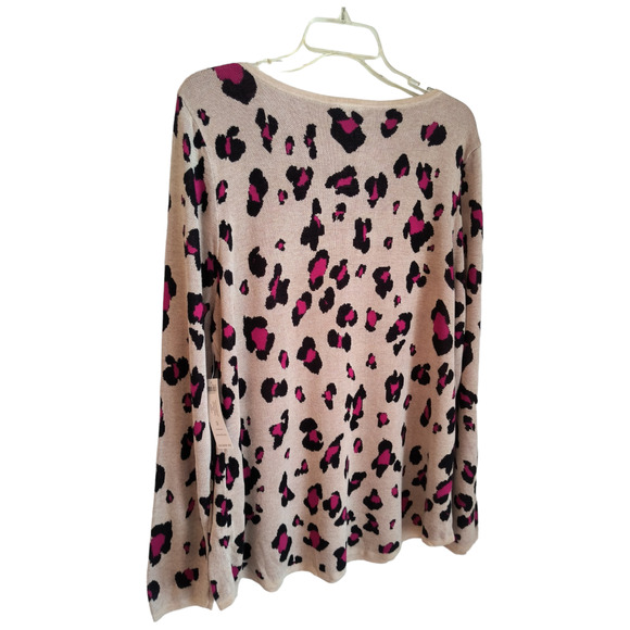 CHICO'S Sweater Women's XL Tan animal Print Long Sleeve Pullover Soft Knit ; - Picture 10 of 13